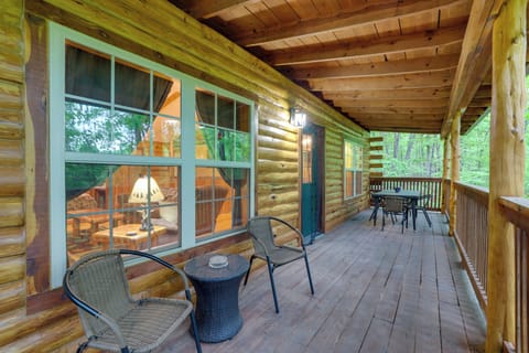 Covered Deck | 1st Floor | Dining Area | Forest Views