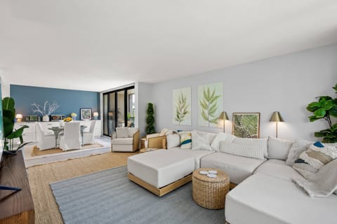 Sink down into the comfy L shaped couch after some fun in the sun!