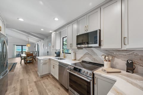 Smooth top electric range and built in microwave