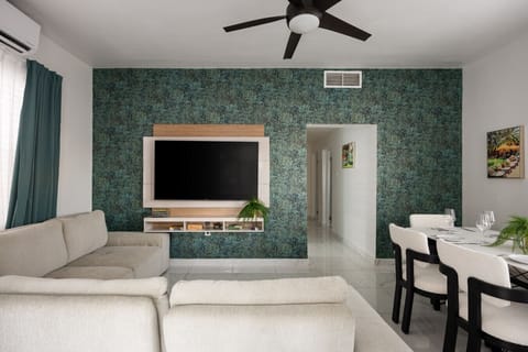 Contemporary comfort meets elegant dining in this stylish open space.