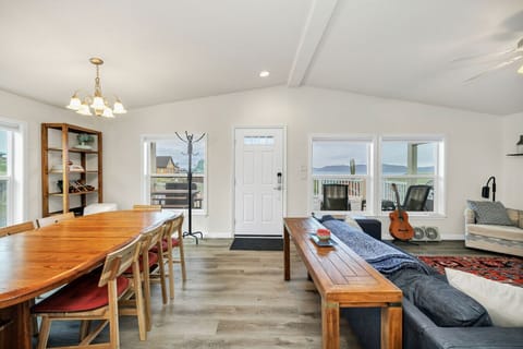 Open space layout of living room and dining area