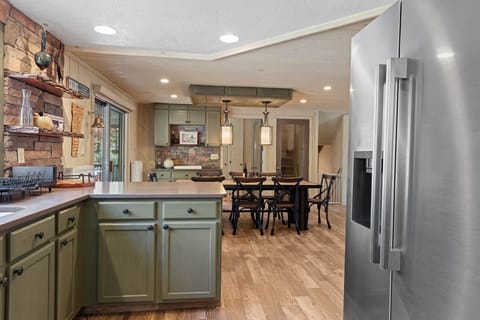 Open kitchen and dining area.