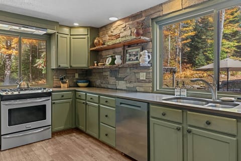 Open kitchen and dining area