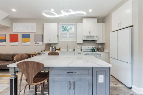 Fully equipped, spacious kitchen.