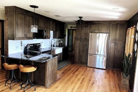 Kitchen with modern appliances.

