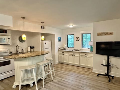 Living room - no cable - just a smart TV with streaming options.