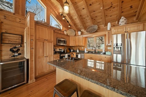 Beverage Chiller and Large Kitchen Island