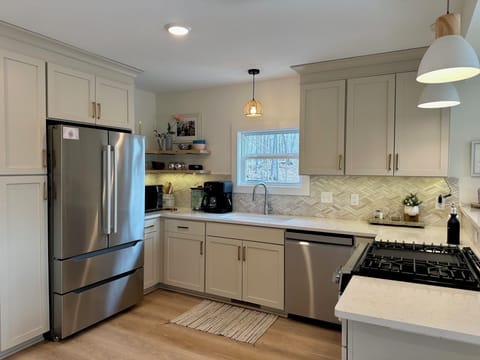 Cabinets are stocked with most all kitchen items needed to spend a week. 