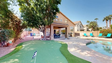 Step into your private backyard oasis—featuring a heated pool, putt-putt golf, and outdoor dining. Whether you're soaking, swinging, or savoring a meal under the sun, fun is always on the agenda!