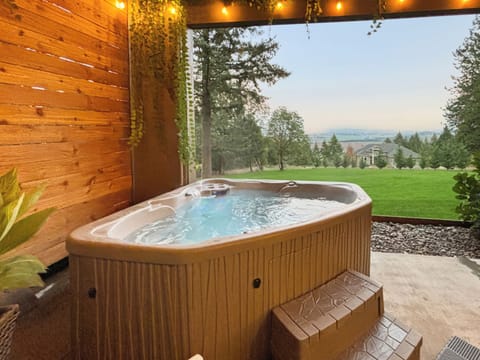 Take in the beautiful view during a luxurious soak.