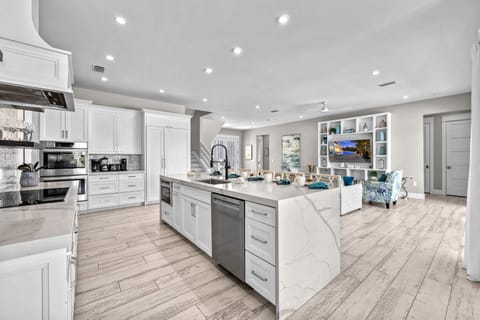Kitchen and the main living room from the dining room.