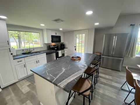 Fully stocked kitchen. Coffee is ready for a pot or individual k-cups.