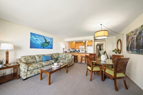 Spacious living area with soft, comfortable sofas perfect for unwinding after a day of island adventures.