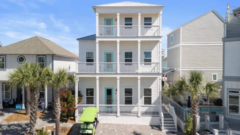 Charming three-story beach home.