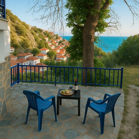 Enjoy drinks and snacks under our 60 year old plane tree.