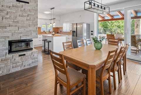 The fully equipped kitchen, complete with a stylish island