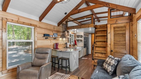 Living area and kitchen