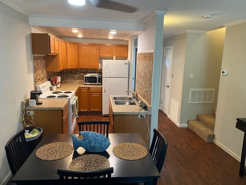 Dining table and kitchen