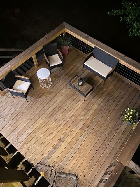 View of deck from upstairs balcony