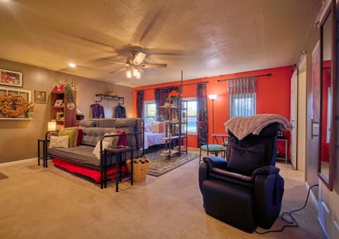Studio apt includes living area, dining, kitchenette, bedroom, and workspace