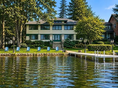 Waterfront retreat with stunning lake views, a private dock, & expansive space