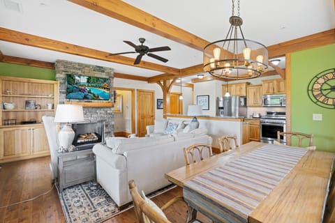 Living and Dining Room, Cozy Gas Logs