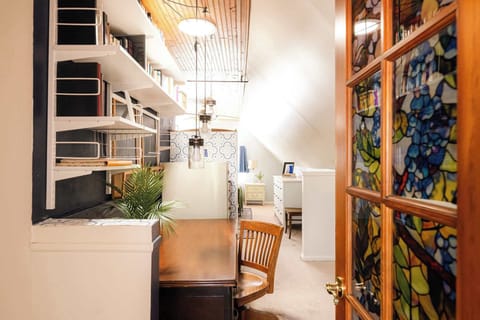 Workspace and library in bedroom 1