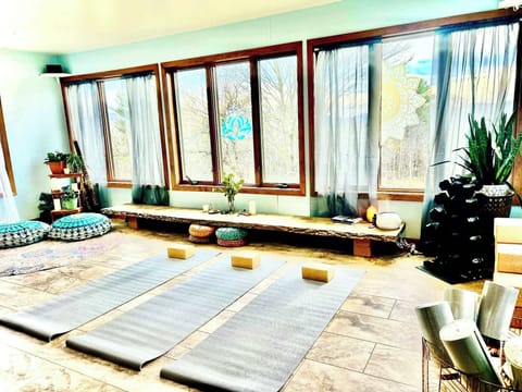Our brand new Yoga/Fitness/Multi purpose space! featuring radiant heated floors and windows for days with spectacular views of the Catskills highest peaks!