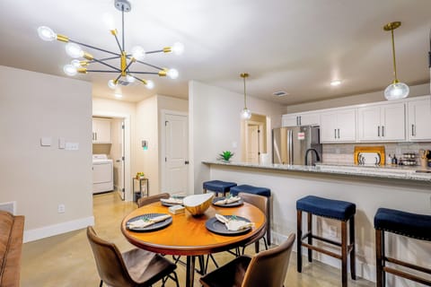 Dine in style with seating for everyone at the table and breakfast bar.