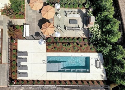 Aerial view of pool and pation