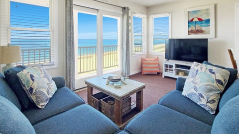 Enjoy beautiful Cape Cod Bay views from the living room and balcony deck
