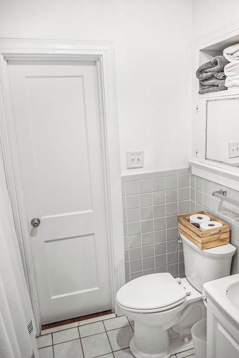 Stocked with towels, essentials and a clean simple design.