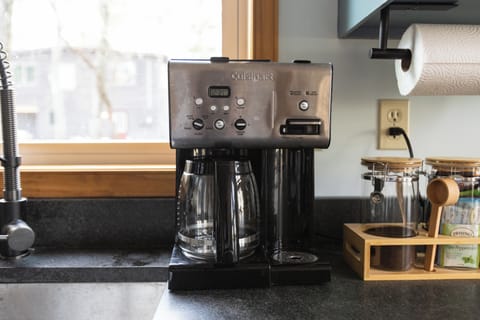 Wake up to fresh coffee before your mountain adventures.