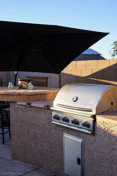 Grill sitting area backyard 