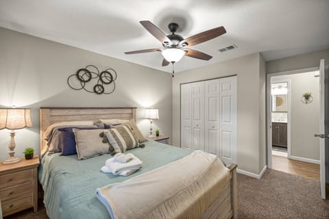 Stylish bedroom with ensuite — unwind in plush comfort, enjoy soft lighting