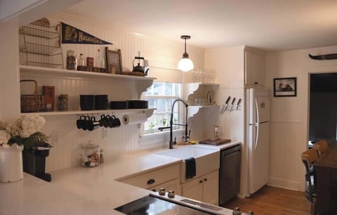 The kitchen is well-appointed and has everything you need. You will need to make ice in trays or we have a countertop ice maker available.