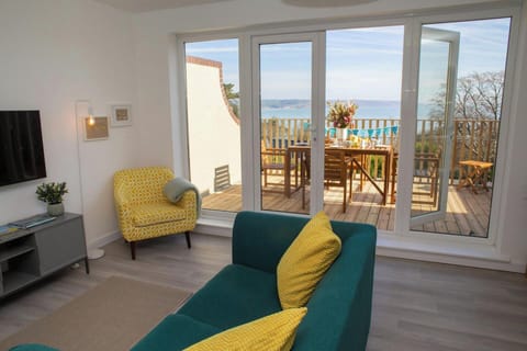 Patio doors leading from the living room to the balcony