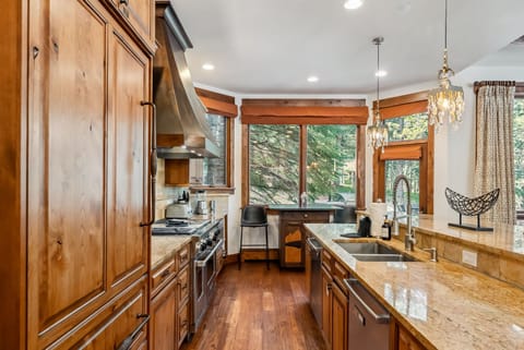 Kitchen: Main floor, Sub-Zero fridge/freezer, Wolf oven and griddle, dual dishwashers, drip coffee maker, toaster, blender, electric kettle