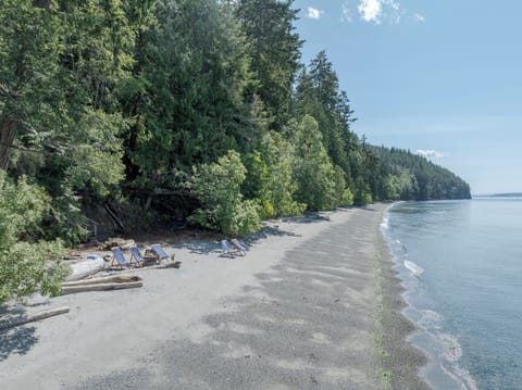 West Beach Cottage includes  a private stretch of beach with views of Waldron Island and beyond.