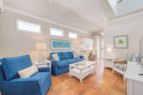 Open and airy Living room with volume ceilings