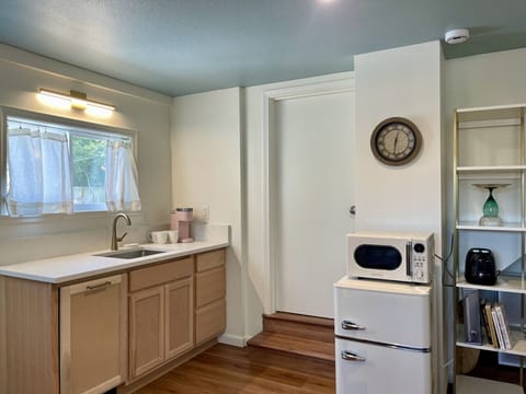 Minifridge, dishwasher, microwave, bread toaster