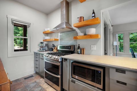 Espresso Machine, Keurig, French Press, Regular Coffee Maker, and Kettle Provided. Coffee Beans, Ground Coffee, K-Cups, and Tea Provided.