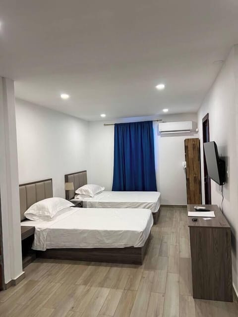 View from the kitchen to the the beds