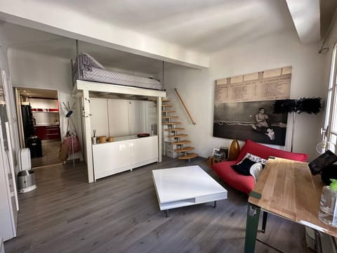 living room, TV, sofa, bed, mezzanine (1)
