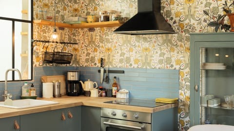 Kitchen in charming studio in historic center of Les Vans, Ardèche, Cévennes