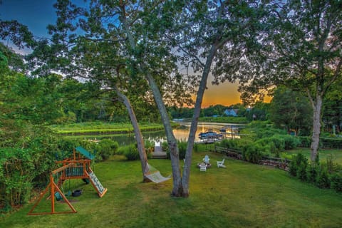 Take in postcard-worthy water views from the upper-level deck.