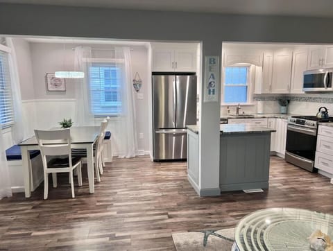 Kitchen and dining area in one view