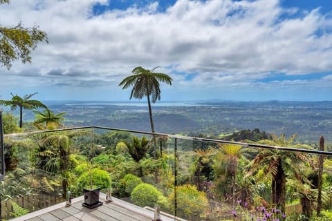 Overlooking the Waitakere Ranges, you can see Rangitoto Island in the distance.