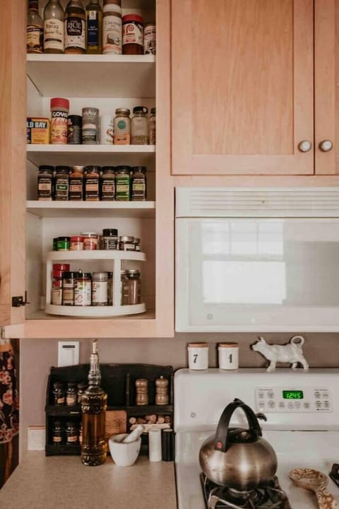 Stocked spice cabinet 