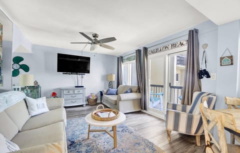 Living room
Sleeper sofa
Love seat
accent chair 
TV
Balcony